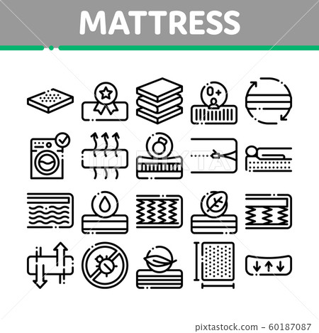 Mattress Orthopedic Collection Icons Set Vector 60187087