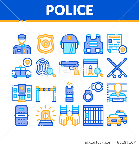 Police Department Collection Icons Set Vector 60187167
