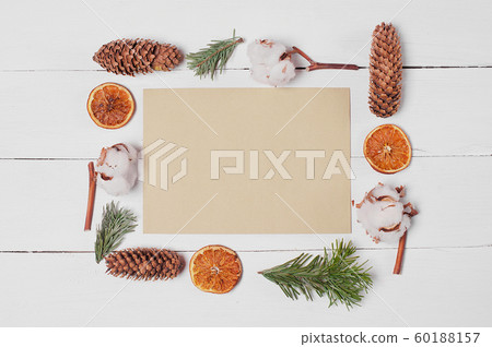Craft envelope on white wooden desk. Decorative 60188157