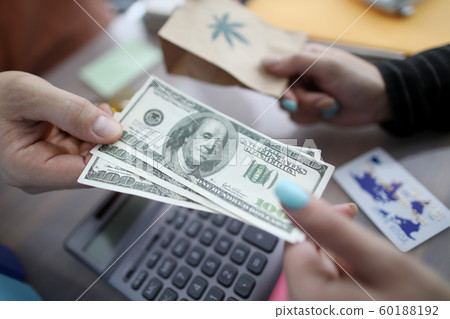 Client and employee having a deal 60188192