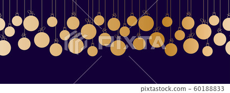 Decorative border made of golden Christmas ball - Stock Illustration ...