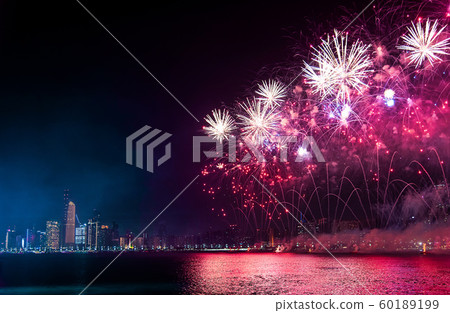 Fireworks over Abu Dhabi cityscape for the UAE Fireworks over Abu Dhabi cityscape for the UAE 60189199