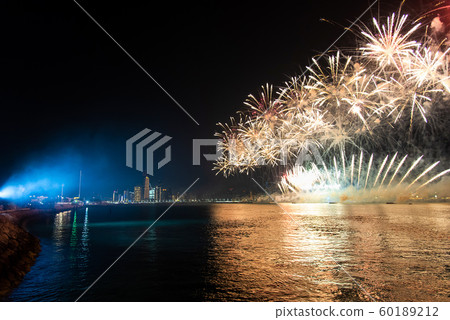 Fireworks over Abu Dhabi cityscape for the UAE Fireworks over Abu Dhabi cityscape for the UAE 60189212