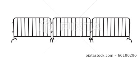 Urban portable steel barrier. Black silhouette of a barrier fence on a white background. 60190290