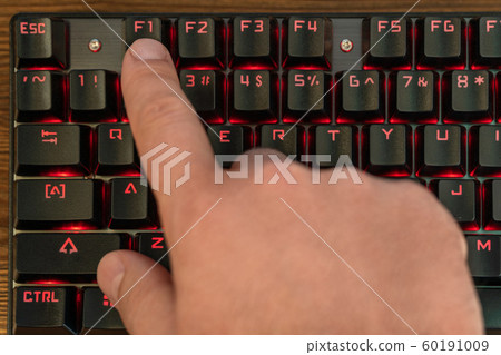 male hand presses F1 male hand presses F1 60191009