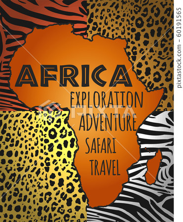 Africa, continent silhouette, animal print fill. 60191565
