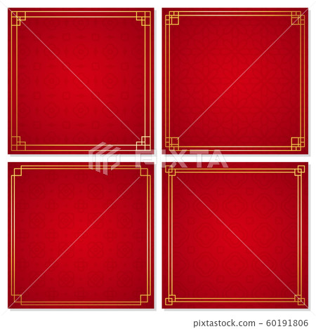 Set of oriental chinese border ornament on red background, vector illustration Set of oriental chinese border ornament on red background, vector illustration 60191806
