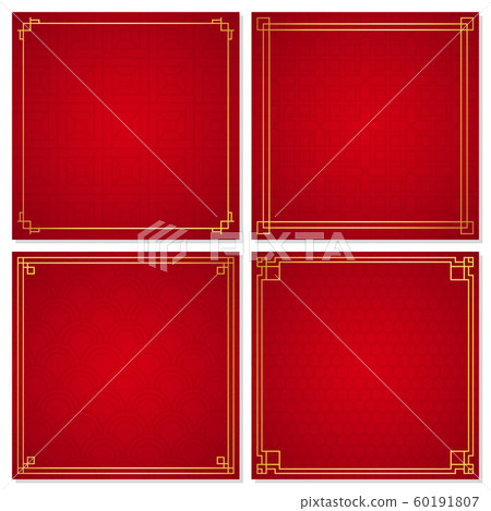 Set of oriental chinese border ornament on red background, vector illustration Set of oriental chinese border ornament on red background, vector illustration 60191807