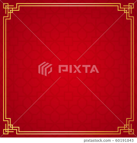 Oriental chinese border ornament on red background, vector illustration 60191843