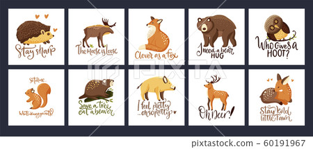 Hand drawn forest animal set in a flat style. Hand drawn forest animal set in a flat style. 60191967