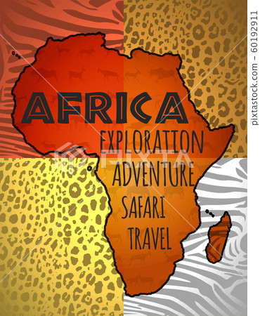 Africa, continent silhouette, animal print fill. 60192911