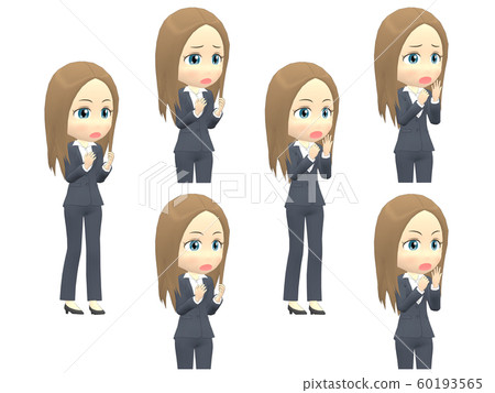[驚訝的A]白人婦女西裝直對角線 60193565