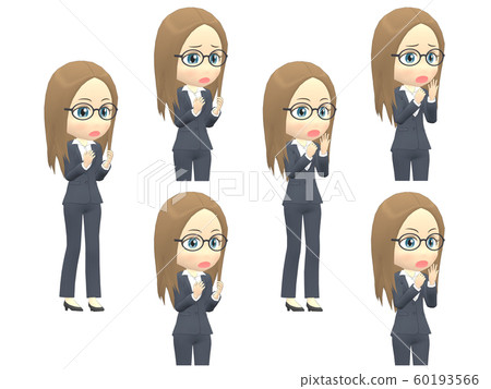 [驚訝的A]白人婦女西裝直對角線 60193566