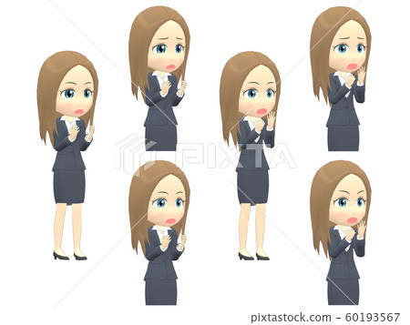 [驚訝的A]白人婦女西裝直對角線 60193567