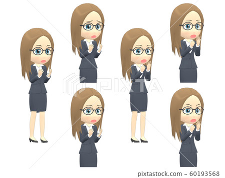 [Surprised A] white woman suit straight diagonal 60193568