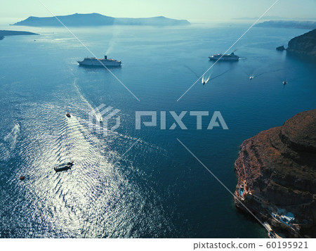Aerial view of Santorini harbor landscape Aerial view of Santorini harbor landscape 60195921