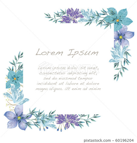 Watercolor style floral frame illustration 60196204