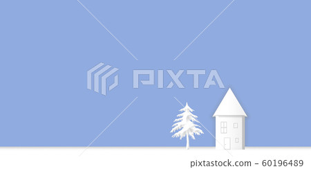 Winter house and tree simple background Winter house and tree simple background 60196489