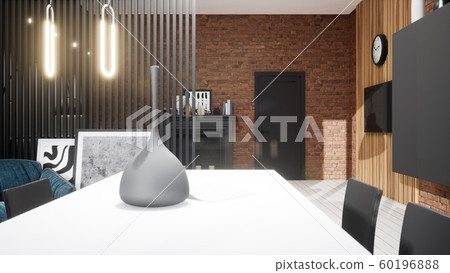 Modern design living room interior in Scandinavian style . 3D rendering 60196888