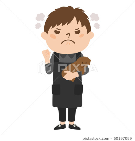 Illustration of occupation. Male trimmer. Angry man. 60197099