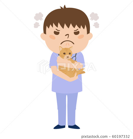 職業的例證。男性獸醫。生氣的人。 60197332