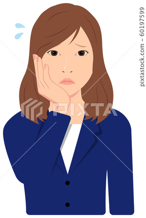 年輕上班族的女人（OL，女商人）上身插圖/麻煩，麻煩，麻煩，急躁 60197599