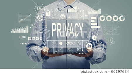 Privacy concept with man holding a tablet 60197684