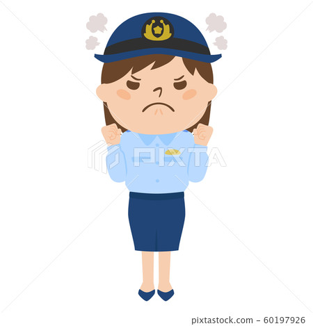 Illustration of occupation. Female police officer. Angry woman. Illustration of occupation. Female police officer. Angry woman. 60197926