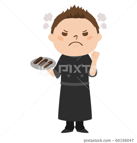職業的例證。男性巧克力。生氣的人。 60198047
