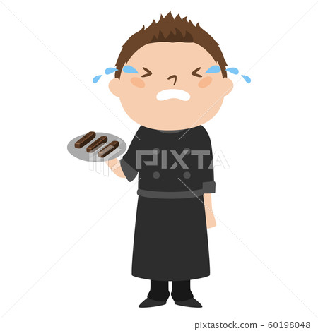 職業的例證。男性巧克力。一個男人哭著哭。 60198048