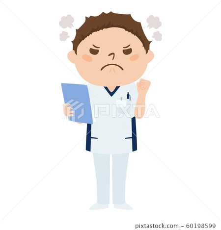 Illustration of occupation. Male nurse. Angry man. Illustration of occupation. Male nurse. Angry man. 60198599