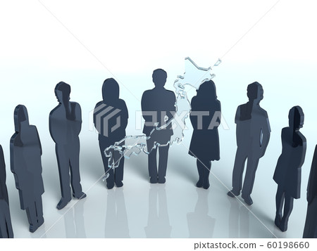 CG 3D illustration solid design silhouette man and woman circle communication CG 3D illustration solid design silhouette man and woman circle communication 60198660