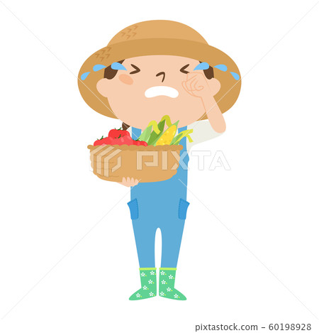 職業的例證。女農民。一個女人哭著哭。 職業的例證。女農民。一個女人哭著哭。 60198928