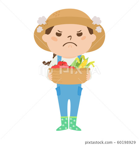 職業的例證。女農民。憤怒的女人。 職業的例證。女農民。憤怒的女人。 60198929