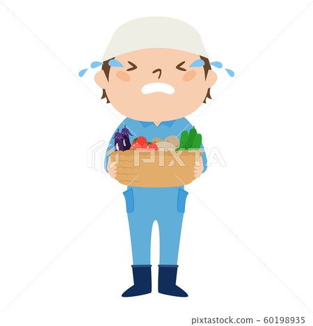 職業的例證。男性農民。一個男人哭著哭。 職業的例證。男性農民。一個男人哭著哭。 60198935