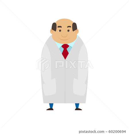 Medical man on white coat Cartoon Character Flat Design. Vector 60200694