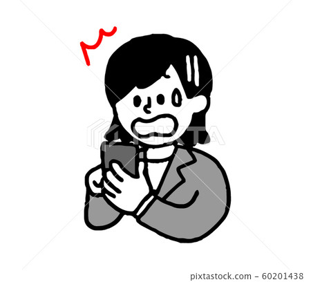 Suit woman surprised while operating smartphone (simple) 60201438