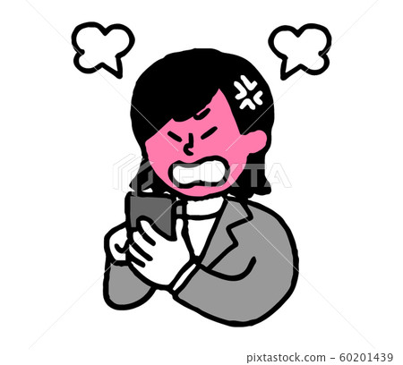 Suit woman who gets angry while operating smartphone (simple) 60201439