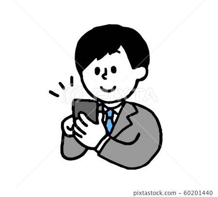 A suit man with a smartphone in hand (simple) 60201440