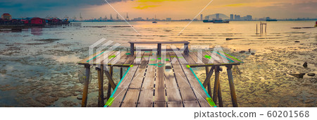 Sunrise at Penang. Yeoh jetty on the foreground , 60201568