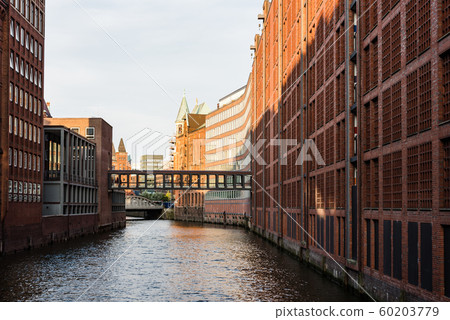 The Warehouse District or Speicherstadt in Hamburg. Wandrahmsfleet canal The Warehouse District or Speicherstadt in Hamburg. Wandrahmsfleet canal 60203779