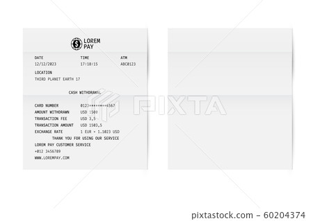 Blank white paper shop check. Template of a bill Blank white paper shop check. Template of a bill 60204374