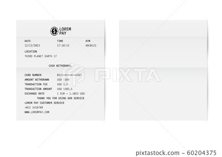 Blank white paper shop check. Template of a bill Blank white paper shop check. Template of a bill 60204375
