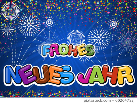 Colorful Happy New Year Greeting on Blue Colorful Happy New Year Greeting on Blue 60204752