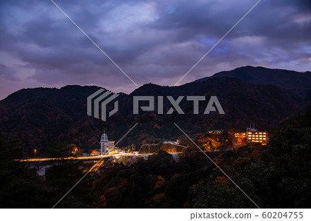 Yunoyama hot spring night view Yunoyama Kamashika Ohashi, Mie Prefecture 60204755
