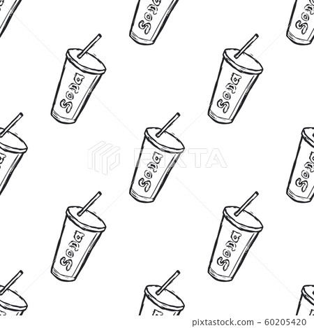 Hand Drawn Soda Drink Seamless Pattern Background. Vector Hand Drawn Soda Drink Seamless Pattern Background. Vector 60205420
