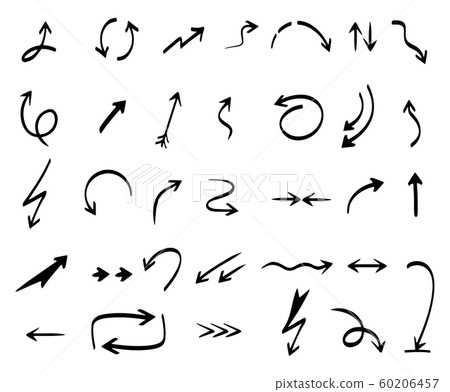 Arrows collection. Hand drawing abstract shapes coordination direction arrows vector series Arrows collection. Hand drawing abstract shapes coordination direction arrows vector series 60206457