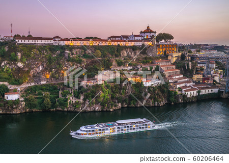 scenery by douro river in porto, portugal at dusk 60206464