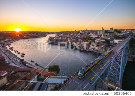 cityscape of porto in portugal at dusk 60206465