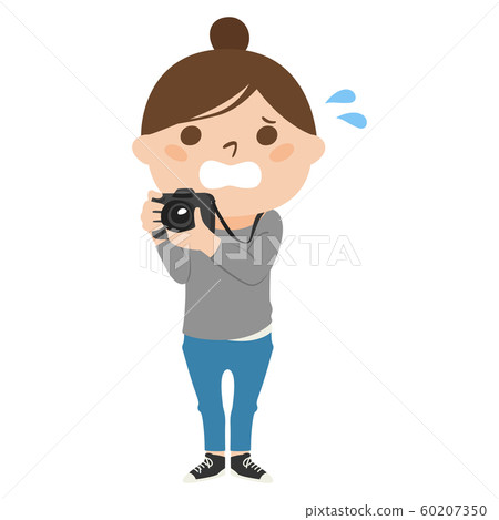 Occupation illustration. Female photographer. A woman who is upset. 60207350